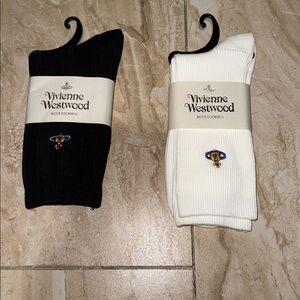 2 pairs of Vivienne Westwood black and white Ribbed Socks
